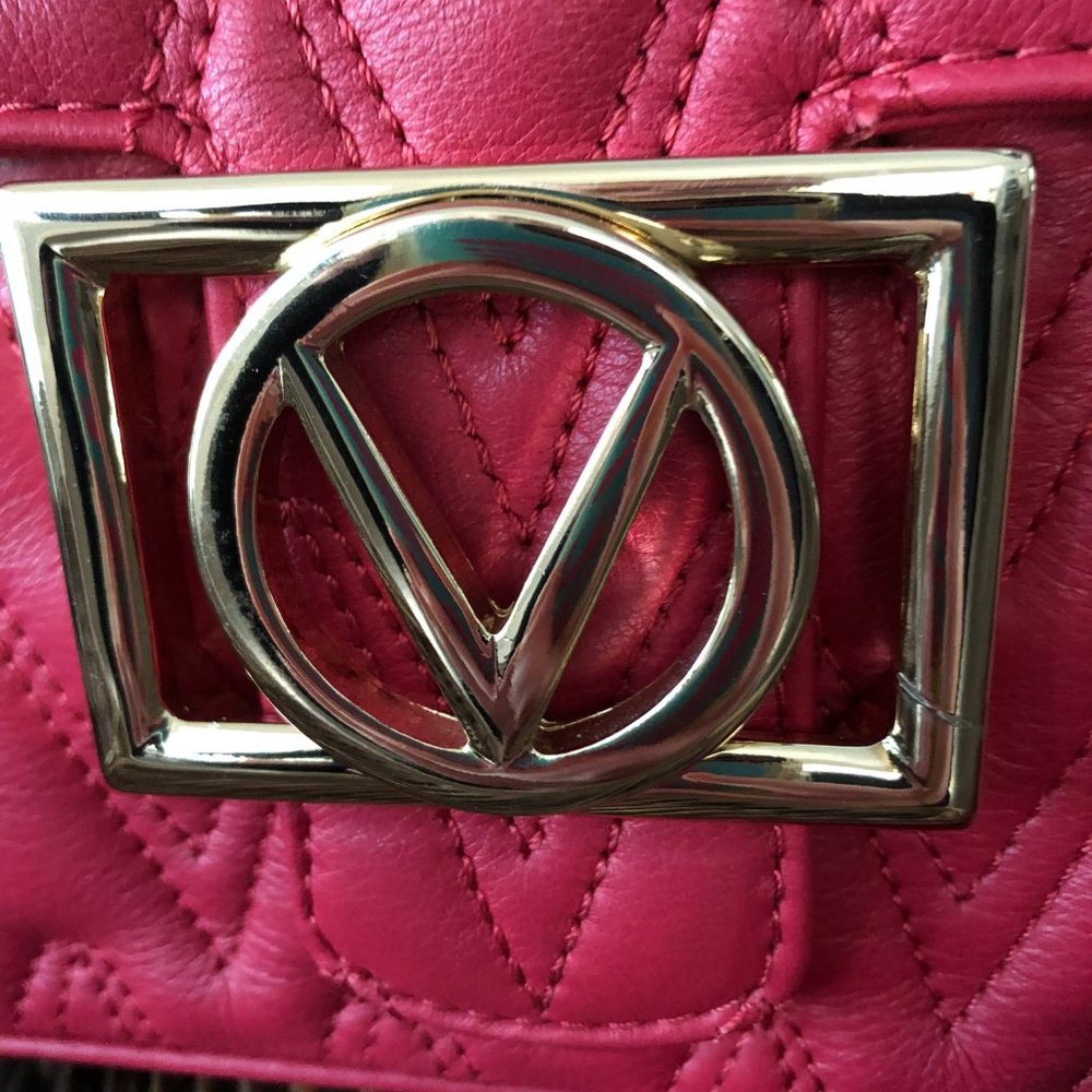 ❤️ NEW Mario VALENTINO Florence D Plate Quilted Red Leather Shoulder Bag - Picture 10 of 11